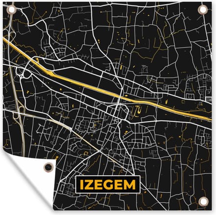 Tuindoek Plattegrond - Izegem - Kaart - Stadskaart - 100x100 cm