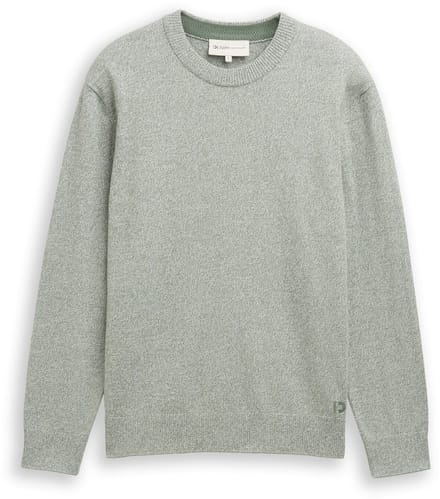 Tom Tailor Denim - Basic gebreide trui van katoen - Maat S - olive white mouline