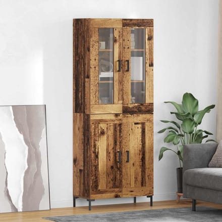 vidaXL - Highboard - 2 - st - Oudhout - 69,5 - x - 34 - x - 180 - cm - Bewerkt - hout