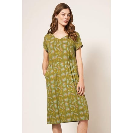 White Stuff Tallie Eco Vero Jersey Dre Green Printed Größe: 8 | Midikleider Outlet | Damen | Grün