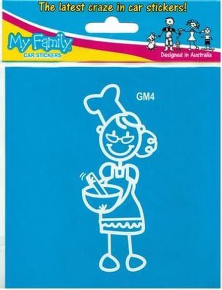 Oma bakt - autosticker - wit - 10,3 cm