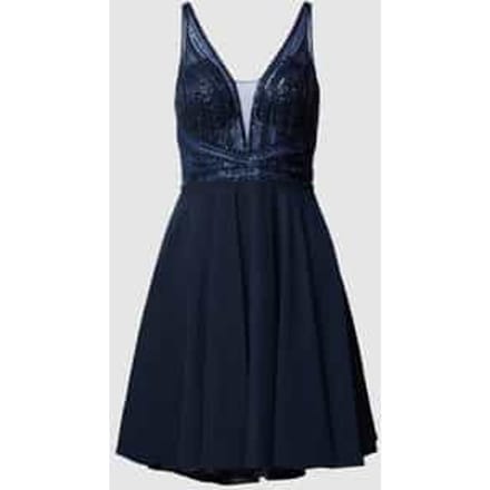 Swing korte marineblauwe cocktailjurk met pailletten – M