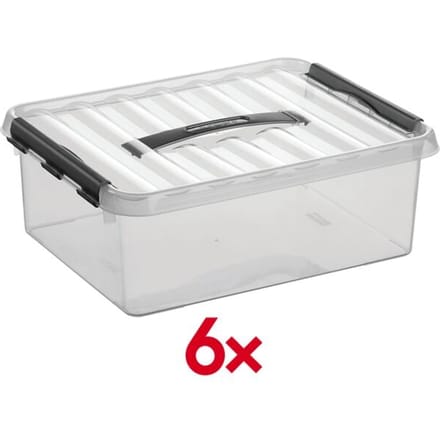 Sunware - Q-line opbergbox 12L transparant metaal - 40 x 30 x 14 cm