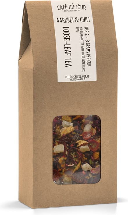 Aardbei & Chili - Vruchtenthee 100 gram - Café du Jour losse thee