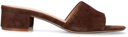 Manfield - Dames - Bruine suède sandalen met hak - Maat 36