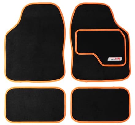 Universele Auto Vloermat Set met Antislip Achterkant en Oranje Rand