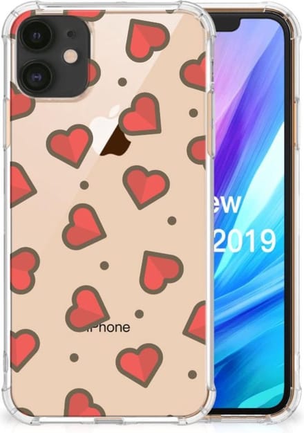 Apple iPhone 11 Doorzichtige Silicone Hoesje Hearts