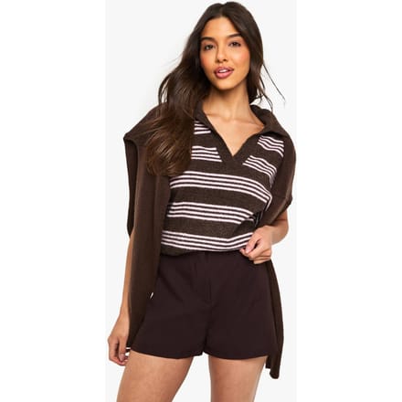 boohoo Dames Op maat gemaakte mini shorts | Chocoladebruin | Maat: 44