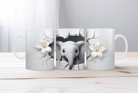 3D koffiemok Elephant Mug Wrap
