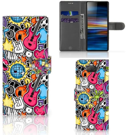 Sony Xperia 10 Wallet Case met Pasjes Punk Rock