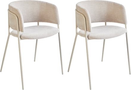 SPRINGER - Eetkamerstoel set van 2 - Lichtbeige - Chenille