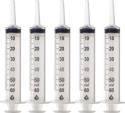 Spuit 50/60ml - 3 delig - Per Stuk Verpakt - 5stuks.