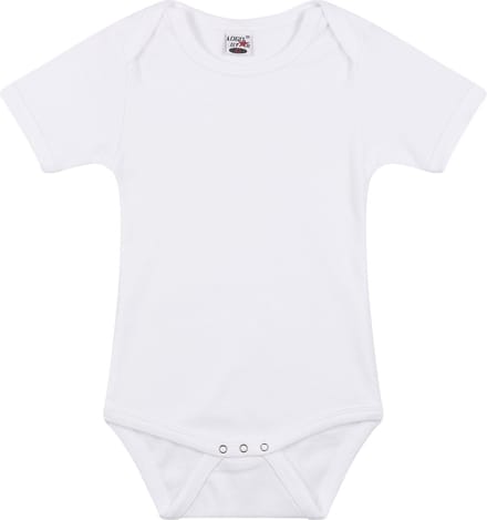 Basic rompertje voor babys - wit - katoen - 240 grams - baby kleding - kraamcadeau - korte mouwen 68