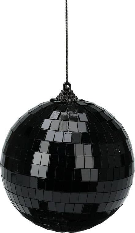 Christmas Decoration discobal kerstbal - 1x - zwart - 10 cm - kunststof