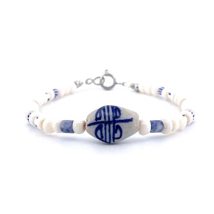 IbizaMen - heren armband - parelmoer - keramiek ovaal - 6mm - 21cm