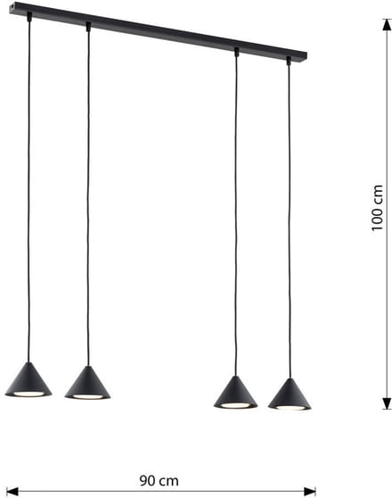 Emibig ELIT 4 Hanglamp Zwart Goud GX53 LED Metaal 100cm