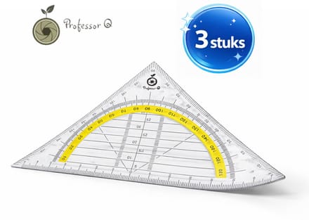 Professor Q Flexibele Geodriehoek - 3 Stuks - Transparant - 180°