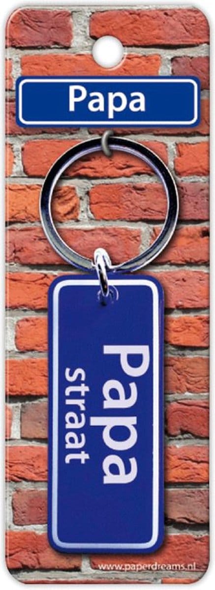 Paper Dreams Sleutelhanger Straatnaam Papa 9 Cm Staal Blauw