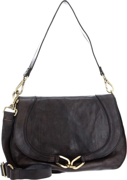 CAMPOMAGGI Leren Schoudertas Shoulder Bag Grigio Antraciet