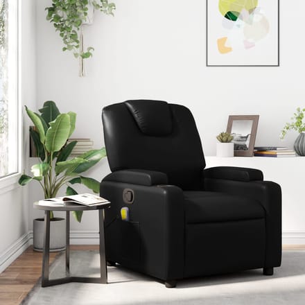 vidaXL - Massagestoel - van - zwart - kunstleer