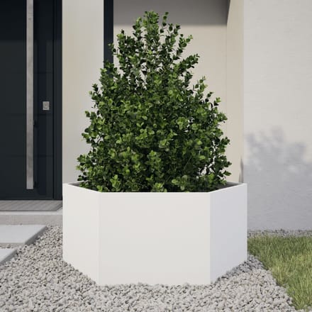 vidaXL - Plantenbak - zeshoek - 104x90x45 - cm - staal - wit