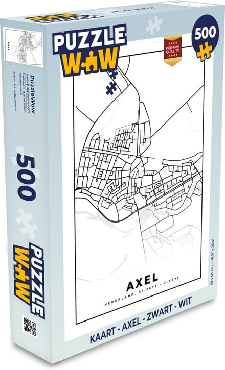 Puzzel Kaart - Axel - Zwart - Wit - Legpuzzel - Puzzel 500 stukjes