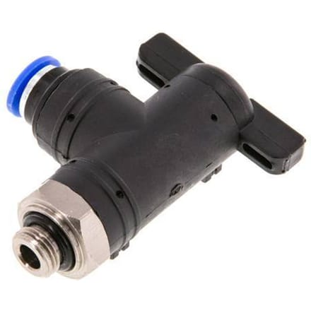 6 mm - G1/8'' Kunststof/Messing L-stuk 2-Weg Kogelkraan