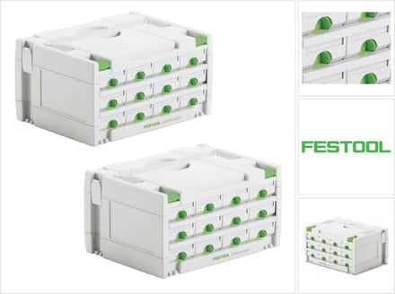 Festool Sortainer Set 2x SYS 3-SORT/12 ( 2x 491986 ) Assortimentskoffer met 12 vakken voor schroeven deuvels spijkers