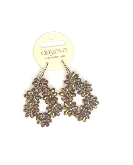Go Dutch Label Oorhangers 6 bloemen kralen Bruin