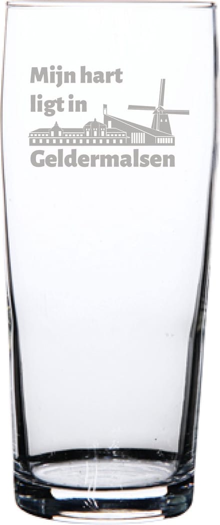 Gegraveerde bierfluitje 19cl Geldermalsen