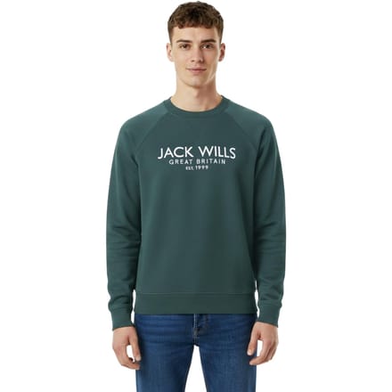Jack Wills Heren Belvue Geborduurd Logo Sweatshirt (Pijnboom)