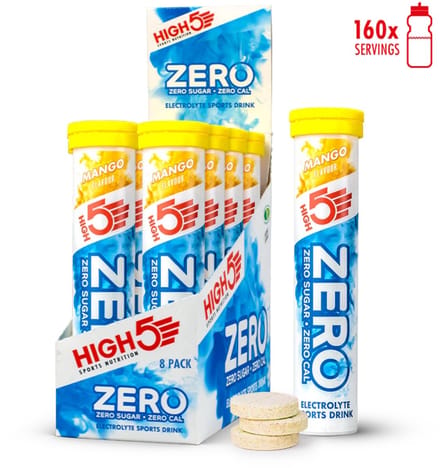 HIGH5 ZERO Mango - 8 x 20 Bruistabletten - Suikervrije Elektrolytentabletten - Met Magnesium, Kalium en Vitamine C