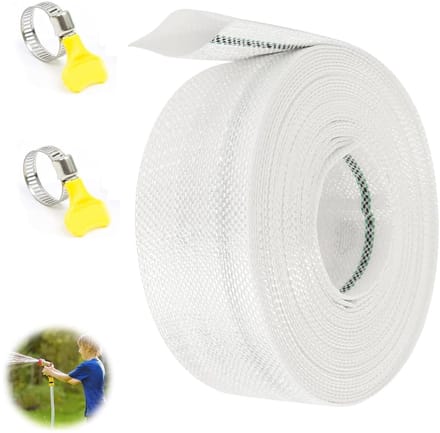 Dailygoods - Geweven slang 32 mm - 10 m platte afvoerslang met slangklemmen