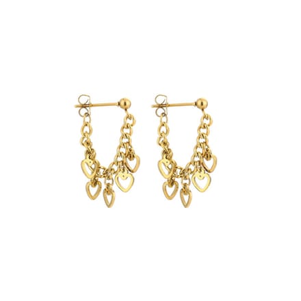 Bijoutheek Oorknoppen Ketting Hartjes Gold