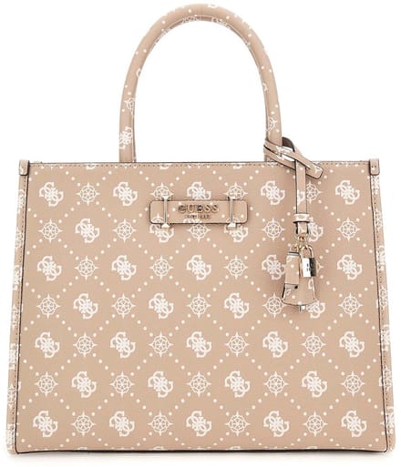 GUESS handtas schoudertas Silia 2 Compartment Tote Bag Biscotti Logo Taupe