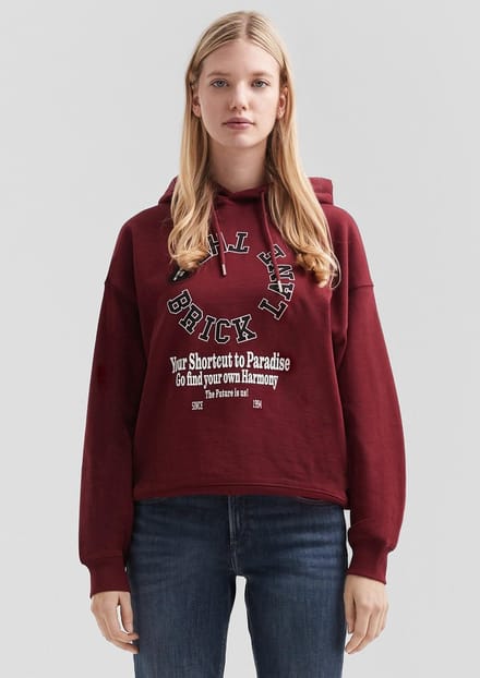 QS - female - Oversized hoodie met print op voorkant