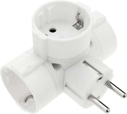 BeMatik - Multiplicatorplug triple witte schuko-plug met hoek