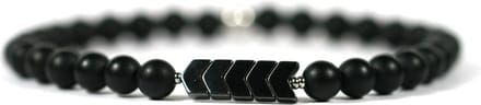 IbizaMen - Matte onyx - 6mm - Hematiet pijlen - 20cm