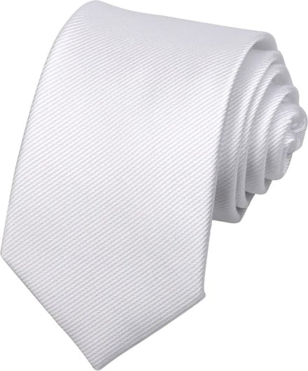 Fako Fashion - Brede Stropdas - Gestreept - Ribstructuur - 100% Zijde - Effen - 8cm - 145cm - Wit
