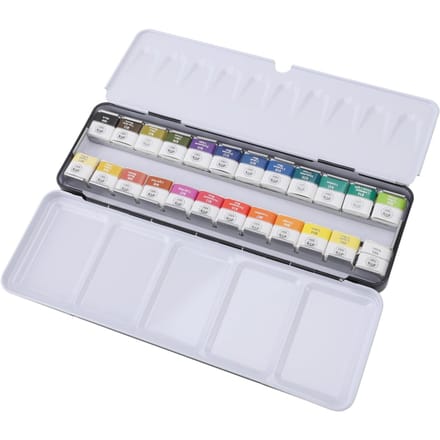 Aquarelverfset Draagbare IJzeren Doos Solide Professionele Aquarelkit voor Kunstenaars Studenten 24 white