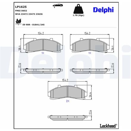 Remblokset DELPHI LP1625, voor