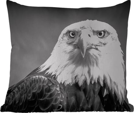Tuinkussen - Arend - Roofvogel - Zwart - Wit - Dieren - 40x40 cm - Weerbestendig