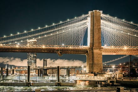 Glasschilderij Brooklyn Bridge - met 3D reliëf 120x80cm