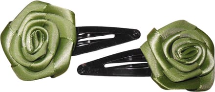 2 roosjes klein met klik-klak haarspeldje kaki groen