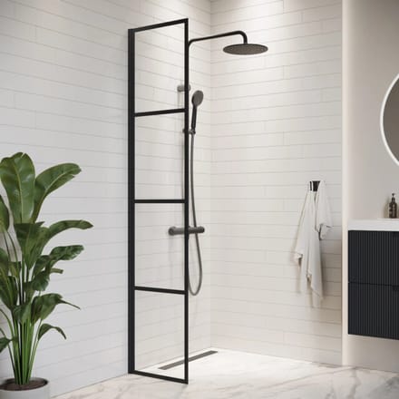 Badplaats Douchewand Essos 40 x 200 cm – Zwart – Inloopdouche 8 mm Veiligheidsglas