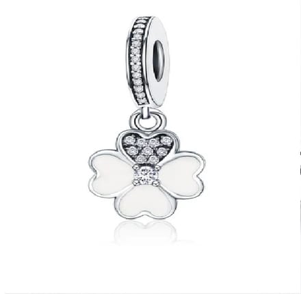 Bedel Witte Bloem - Zilver - Voor op je Bedelarmband - RomyStones