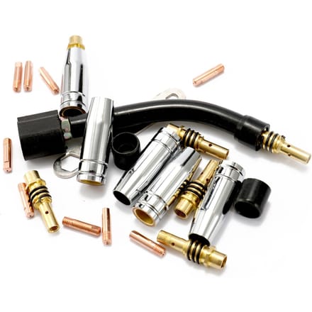 Ensemble de 24 pièces 15AK Torche Consommable Électrode Coupe de protection Bielle Embouts Col de cygne Courbure Pour Machine à souder MIG multicolore