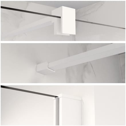 FugaFlow Eccelente Vetro profielset 200cm + stabilisatiestang 120cm mat wit -