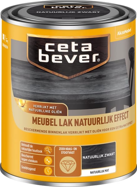Cetabever - Meubellak Natuurlijk Effect - Natuurlijk Zwart - 750 Ml