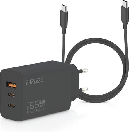USB C Adapter 3 poorten 65W + 2 Meter USB C Kabel - Oplader - Snellader - USB C Laptop Oplader - Adapter USB C - USB C Lader – Universeel